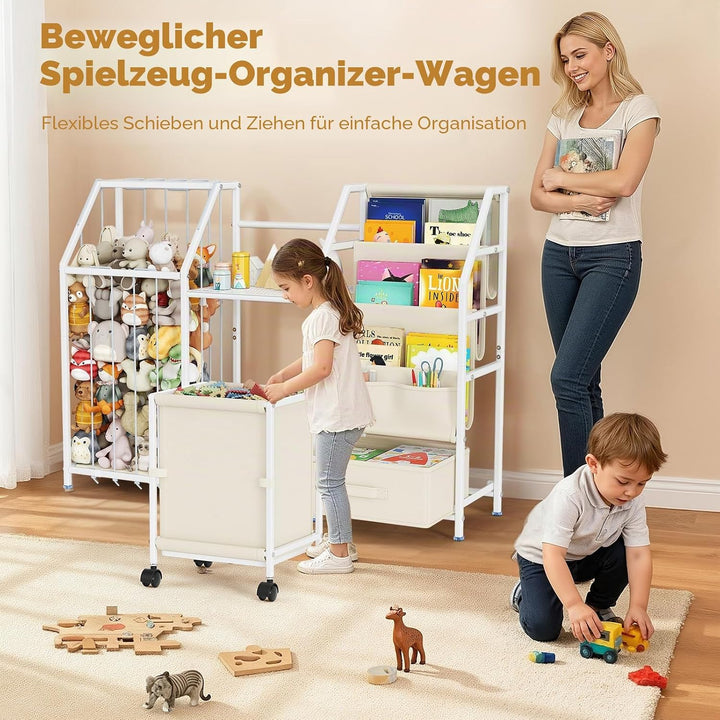 Brolteja 3-in-1 Spielzeugaufbewahrung für Kinder, Aufbewahrungsmöbel mit Boxen und Regalen, für Spie