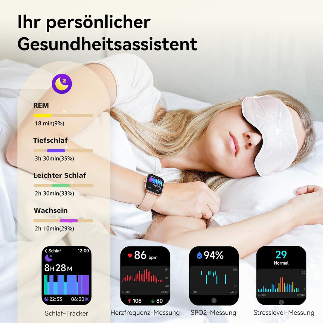 Smartwatch Herren Damen mit Telefonfunktion Alexa Integriert -Fitnessuhr 110+ Sportmodi &IP68-1,91"