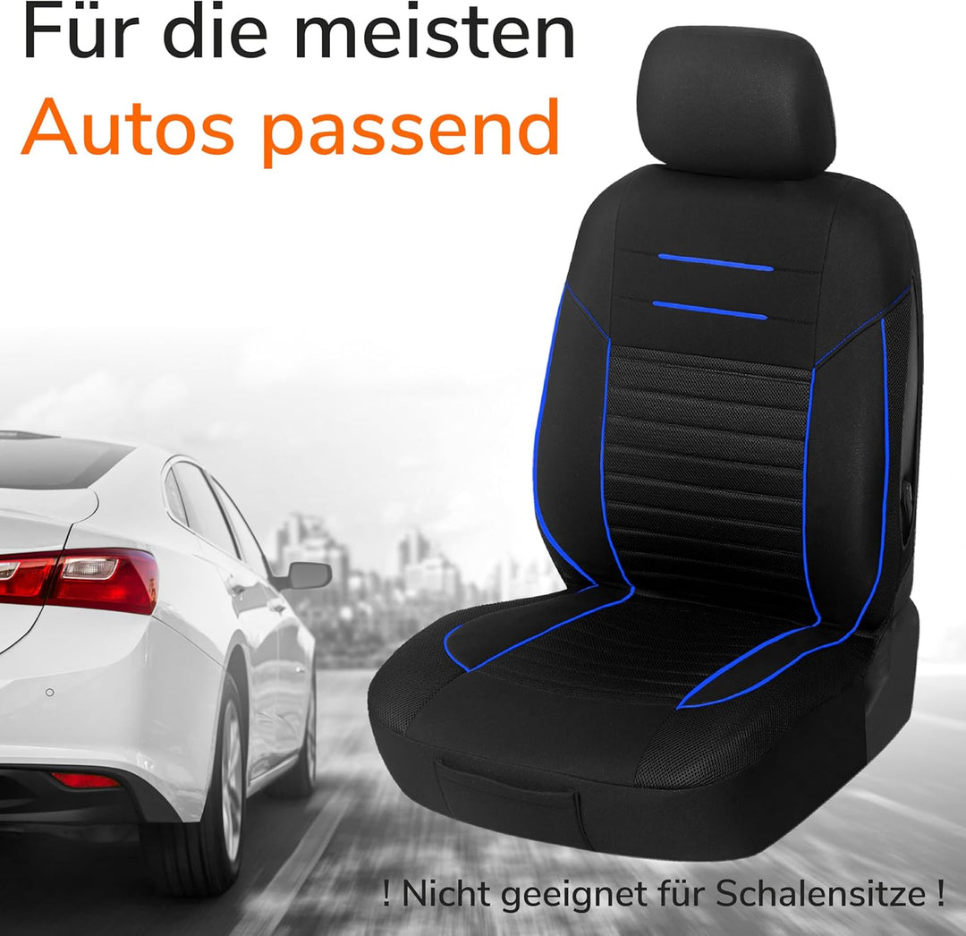Upgrade4cars Autositzbezüge Set für die Vordersitze Version 2026 | Auto-Schonbezüge Universal in Bla
