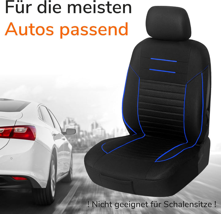 Upgrade4cars Autositzbezüge Set für die Vordersitze Version 2026 | Auto-Schonbezüge Universal in Bla