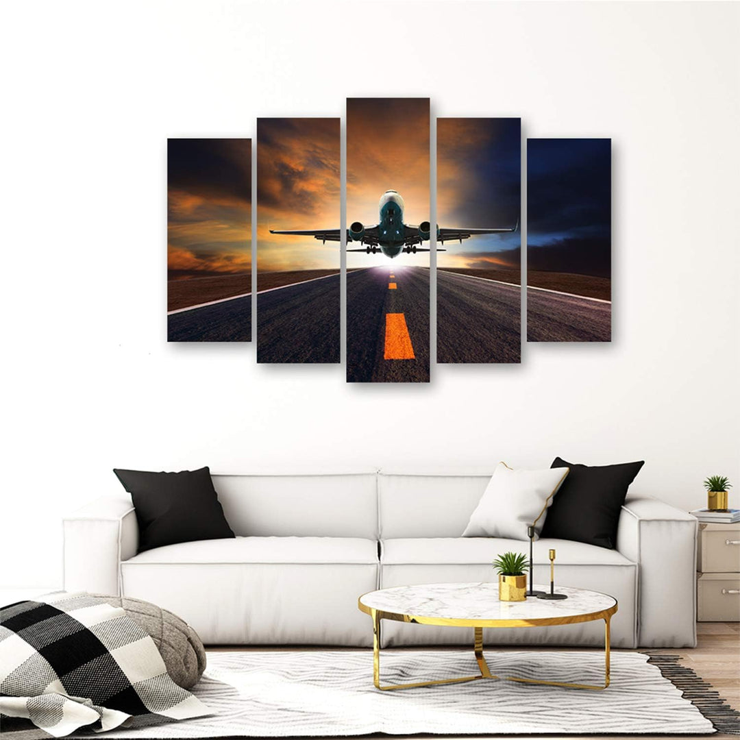 Feeby Bilder Flugzeug Transport XXL 5-Teilig Typ A 100x70 cm 1 Teilig Wohnzimmer Schlafzimmer Büro F