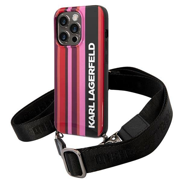 Karl Lagerfeld KLHCP14XSTSTP hülle für iPhone 14 Pro Max 6,7" hardcase rosa/pink Color Stripes Strap