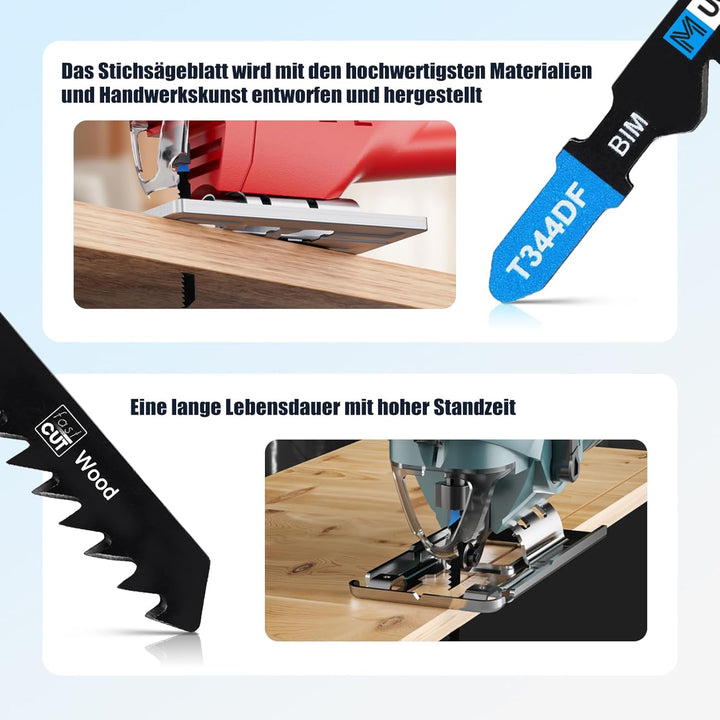 20tlgT344DF Stichsägeblätter ，T-Schaft Stichsägeblatt Set mit Aufbewahrungskoffer für Holz，sägeblätt