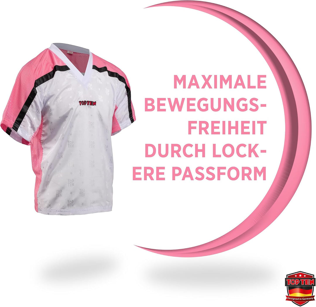 T-Shirt mit V-Ausschnitt zum Kickboxen „Kickboxjacke Mesh“ Schwarz - Pink S, Schwarz - Pink S