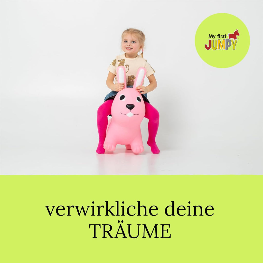Gerardo's Toys Jumpy Hüpftier Hase Hellrosa - Hüpftiere ab 1 Jahr und ab 2 Jahre - Aufblasbare Tiere