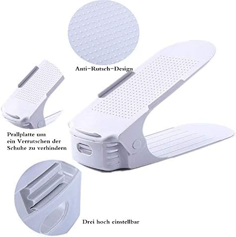 HENGMEI 10er Set Verstellbarer Schuhregal Set Schuhstapler Schuhhalter Schuhorganizer 3 höhenverstel