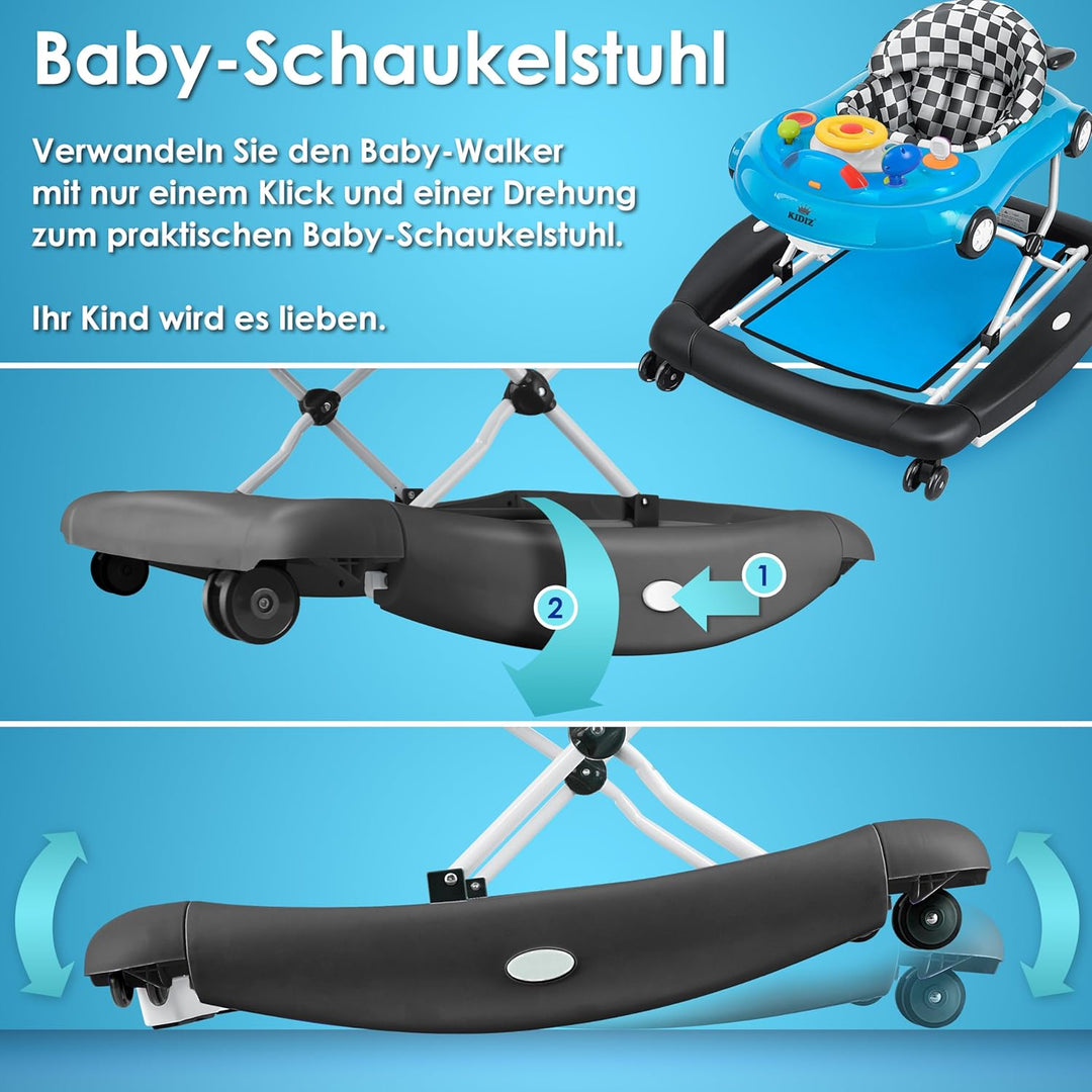 KIDIZ® 4in1 Lauflernhilfe Babywalker Spiel- und Lauflernwagen Gehfrei - Schaukelfunktion Babywippe m