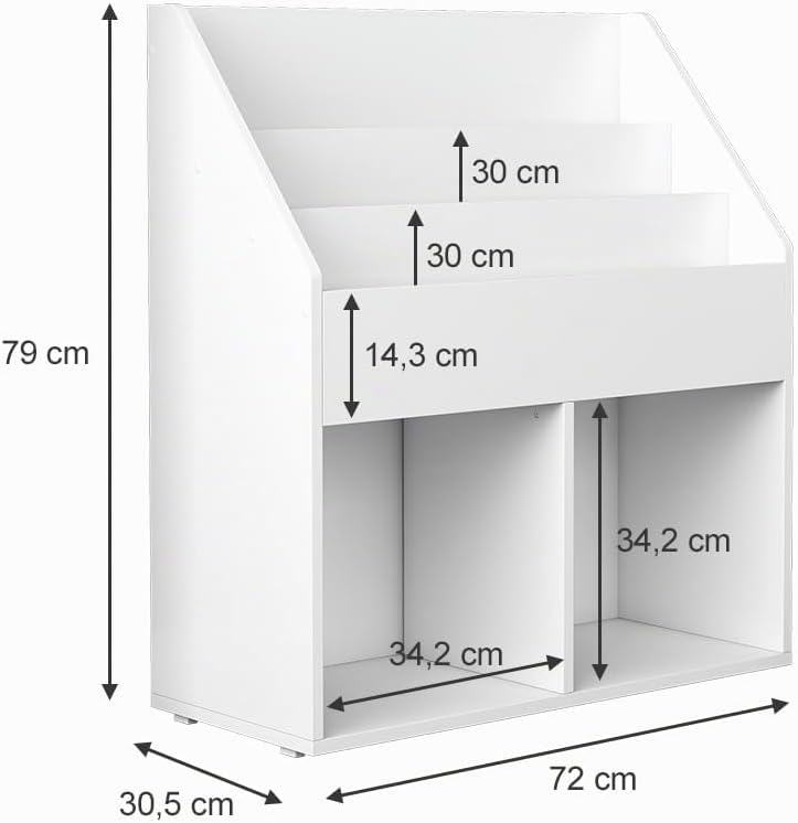Oskar-Store Livinity Kinder Bücherregal Conny 72 x 79 cm, Weiss, Kinderregal mit grossen Ablagen Wei