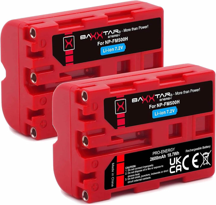 2X Baxxtar PRO - Ersatz für Akku Sony NP-FM500H (echte 2040mAh UL-Zertifikat) mit Infochip - kompati
