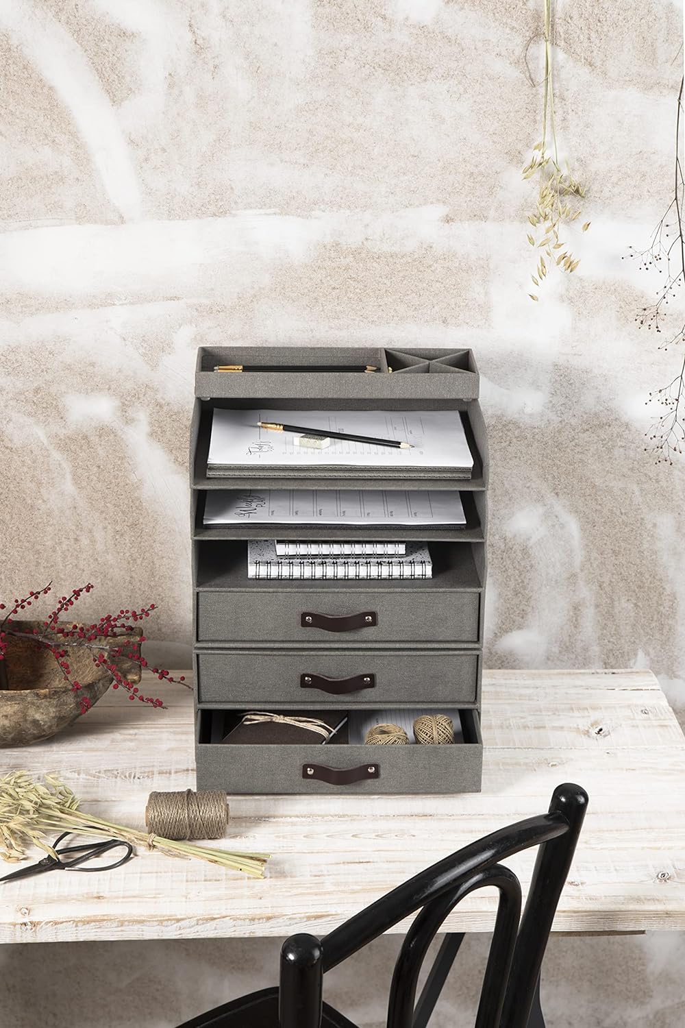 Bigso Box of Sweden Mini-Kommode für Dokumente und Büromaterial – Schreibtisch-Organizer mit 2 Schub