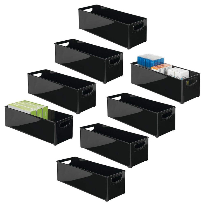 mDesign 8er-Set Schreibtisch Organizer mit Griffen – tragbares Schreibtisch Ordnungssystem aus Kunst