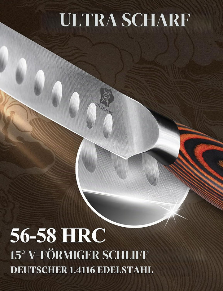 WILDMOK 4-teilig Steakmesserset 12,8cm Klinge aus Deutschem Stahl, Ergonomischer Griff Steakhouse Me