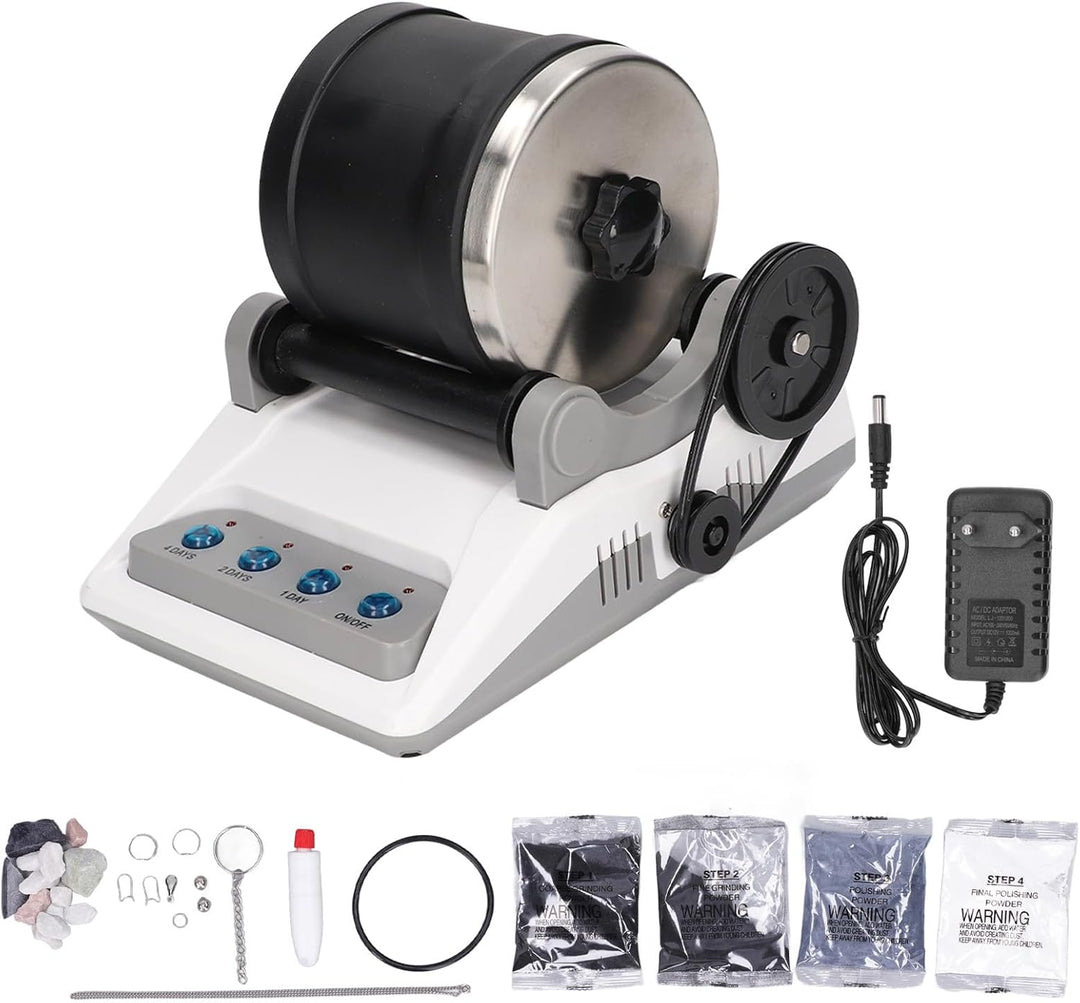 lyrlody Rock Tumbler Kit, Schmuck Poliermaschine für Edelsteine DIY Steinpoliergerät mit Poliermitte