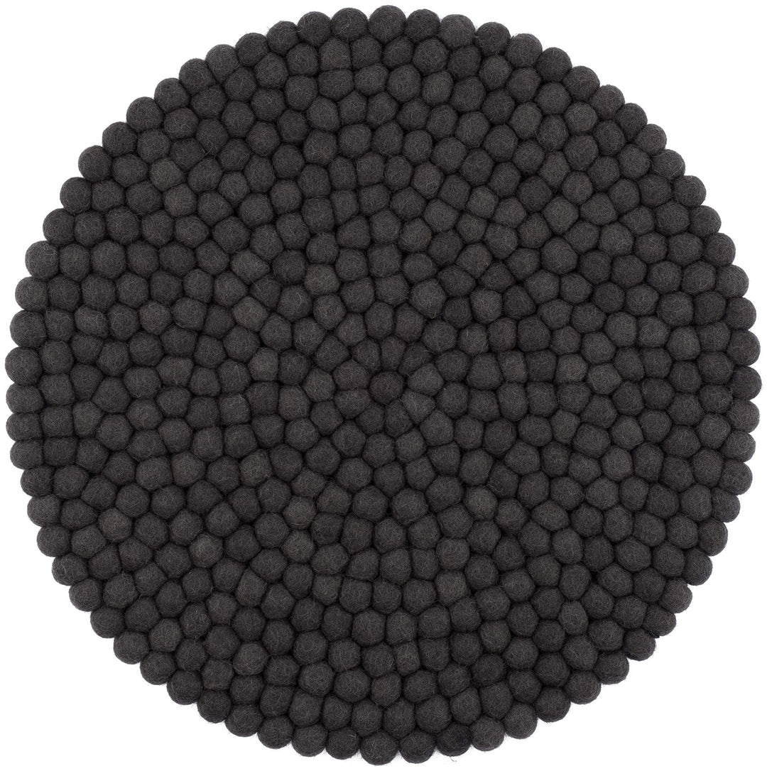 myfelt Filzkugel-Sitzauflage/Stuhlauflage - Kuno - rund, 36 cm, Anthrazit