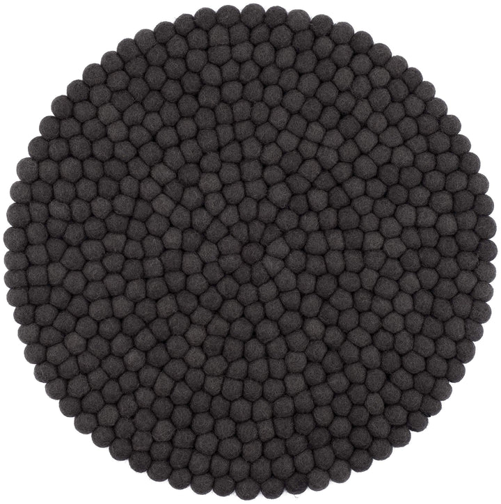 myfelt Filzkugel-Sitzauflage/Stuhlauflage - Kuno - rund, 36 cm, Anthrazit