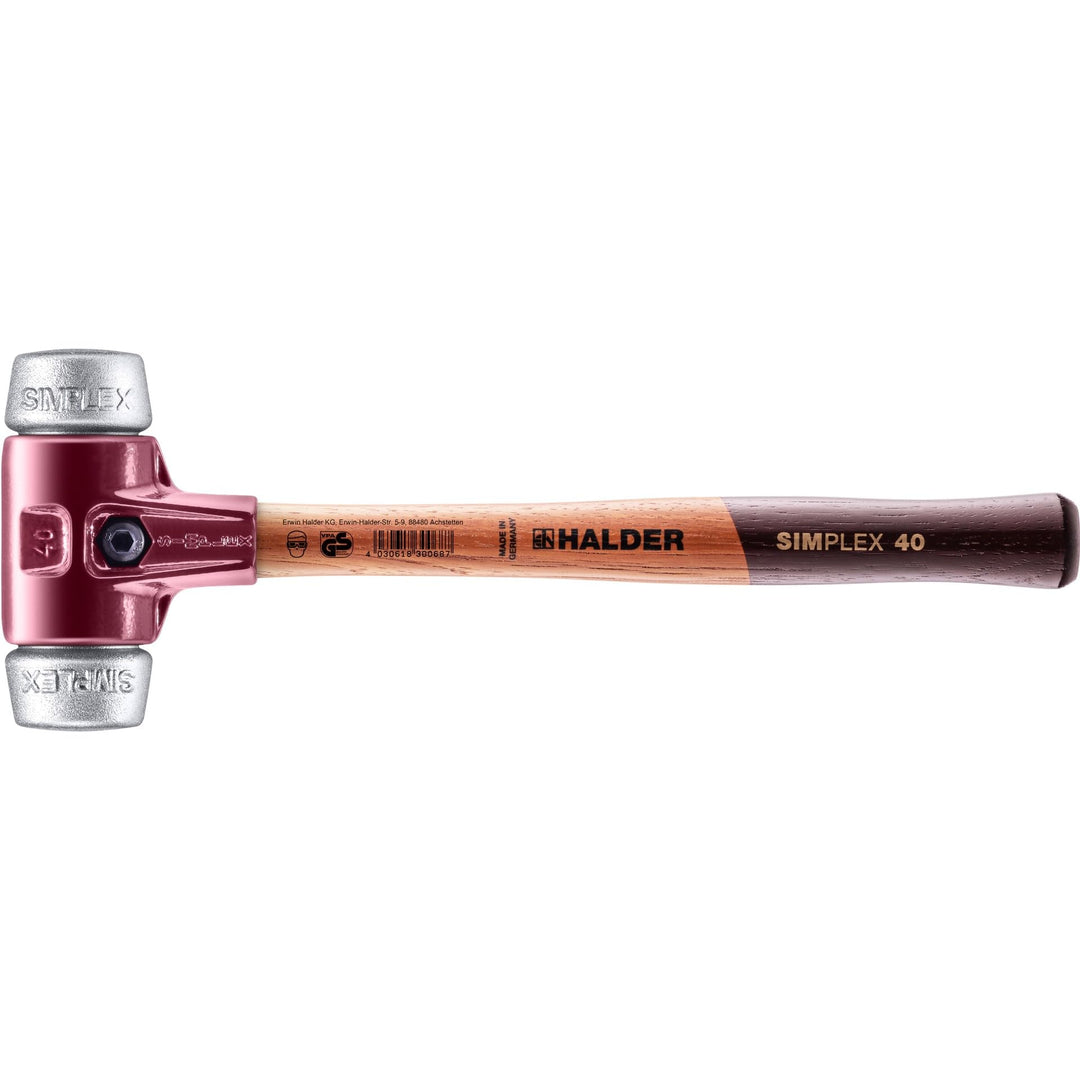 SIMPLEX-Schonhammer, Weichmetall; mit Tempergussgehäuse und hochwertigem Holzstiel | D=40 mm | 3009.