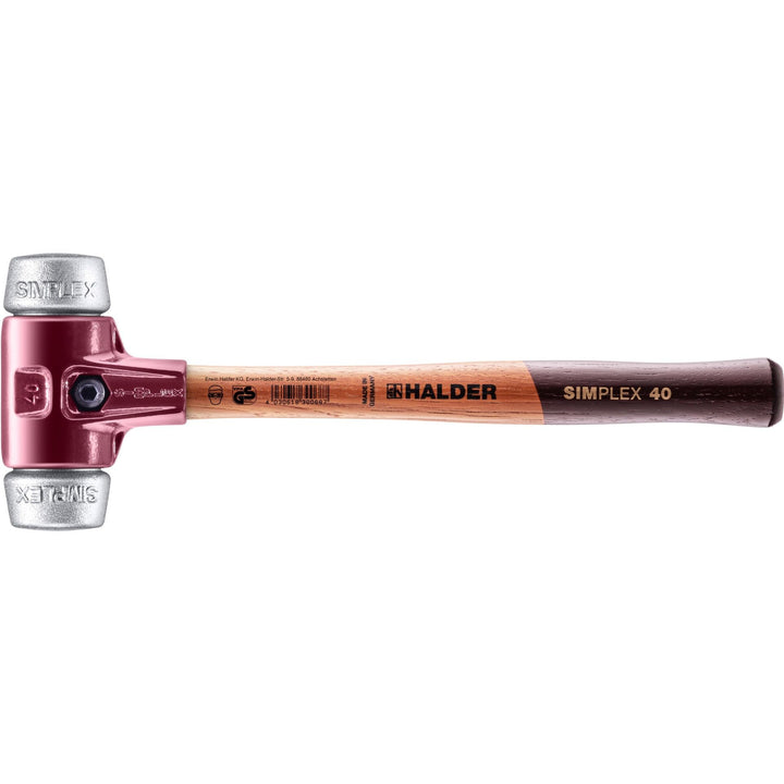 SIMPLEX-Schonhammer, Weichmetall; mit Tempergussgehäuse und hochwertigem Holzstiel | D=40 mm | 3009.