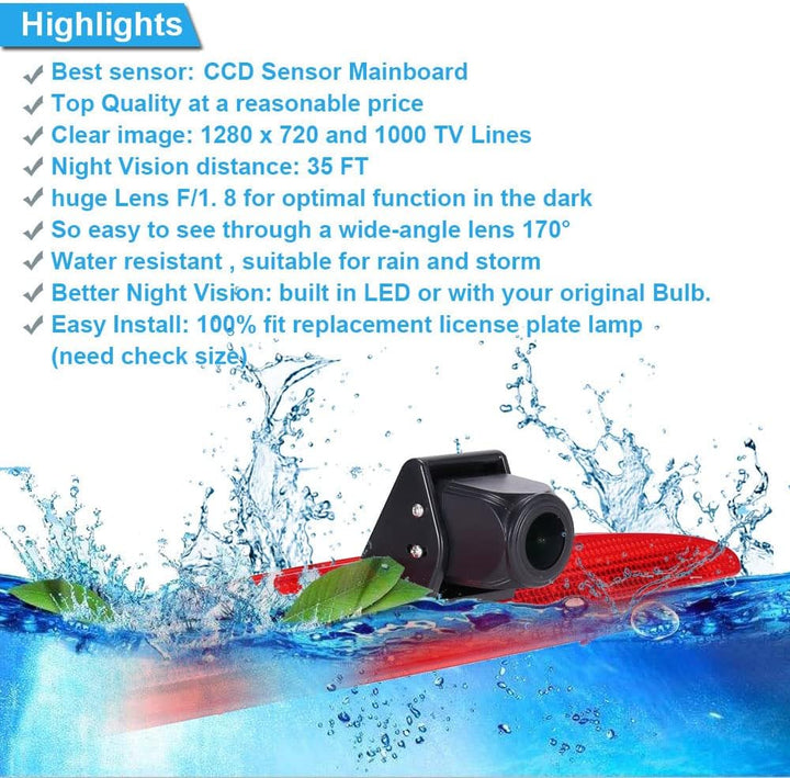 「18mm Linse Top Qualität Rückfahrkamera + 7 Zoll TFT LCD Bildschirm Monitor」Auto Dach Rückfahrkamera