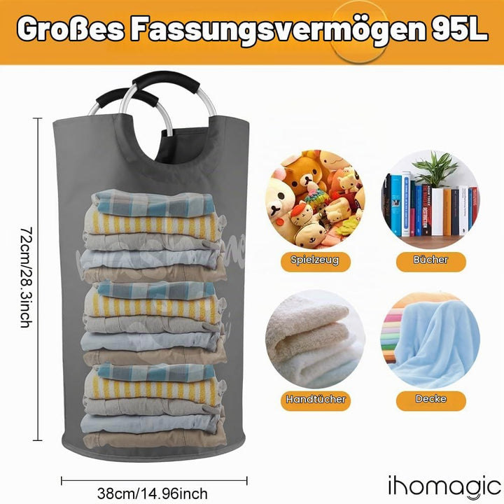 IHOMAGIC 2er Wäschekorb 91L Faltbar Wäschesammler Wäschetonne Stoff Wäschebox mit Griff, Gross Wäsch