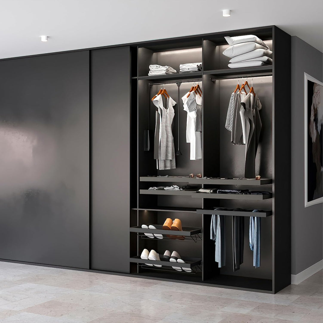 Emuca - Kleiderlift für Schrank, Ausziehbarer Kleiderlift 450-600mm Breite, Schrankinnenseiten Monta