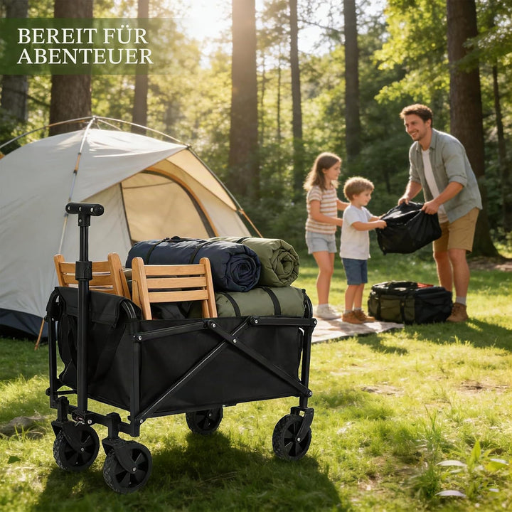 Bollerwagen Klappbar 80x64x45cm 40kg Camping | stahlrahmen robustes oxford gewebe abnehmbar waschbar