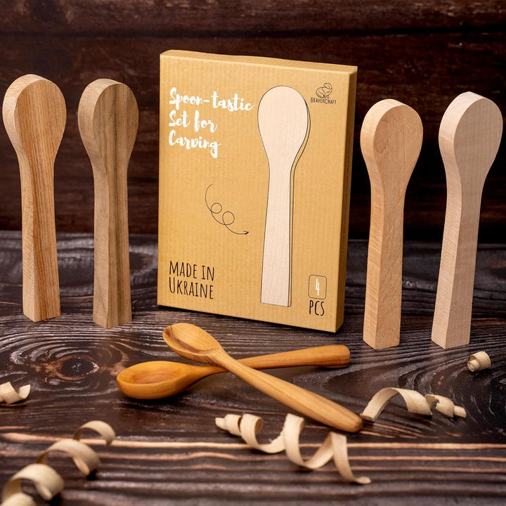 BeaverCraft Holzschnitz-Löffelrohlings-Set BB3 – Holzrohling zum Löffelschnitzen – Schnitzholz – Wei
