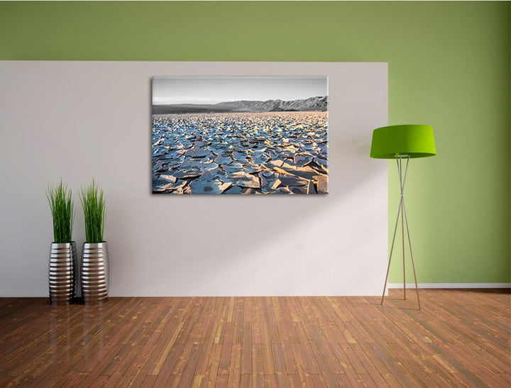 rissige Erde schwarz/weiss Format: 100x70 auf Leinwand, XXL riesige Bilder fertig gerahmt mit Keilra