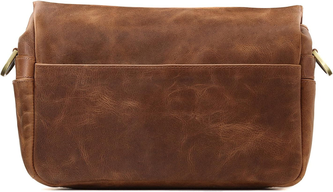 MegaGear MG1332 Torres Kameratasche - Kuriertasche aus echtem Leder für Spiegellose, Sofortbild- und