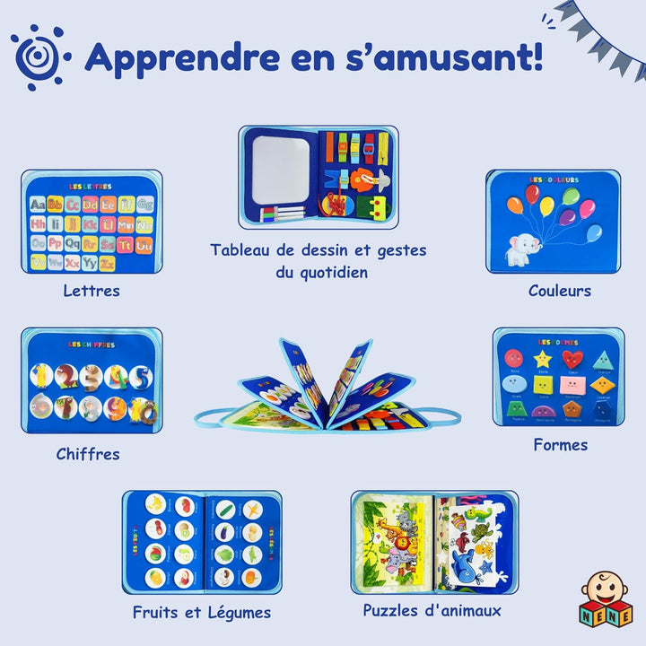 Nene Busy Board Montessori Lernspielzeug für Jungen und Mädchen, sensorisches Aktivitätsbrett ohne B