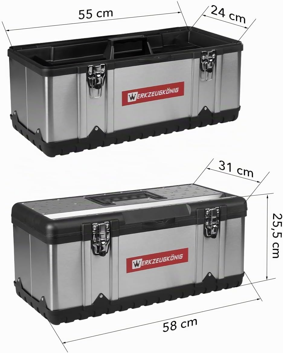Werkzeugkoffer Edelstahl Kunststoff Grösse XL 58 x 31 x 25,5 cm Edelstahl - Grösse XL - 25 Liter, Ed