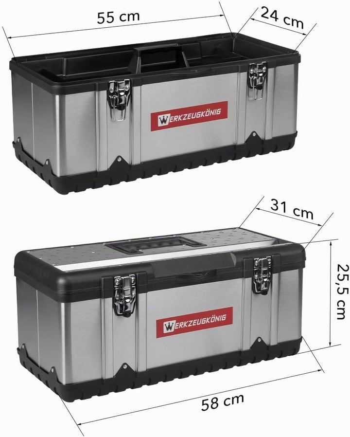 Werkzeugkoffer Edelstahl Kunststoff Grösse XL 58 x 31 x 25,5 cm Edelstahl - Grösse XL - 25 Liter, Ed