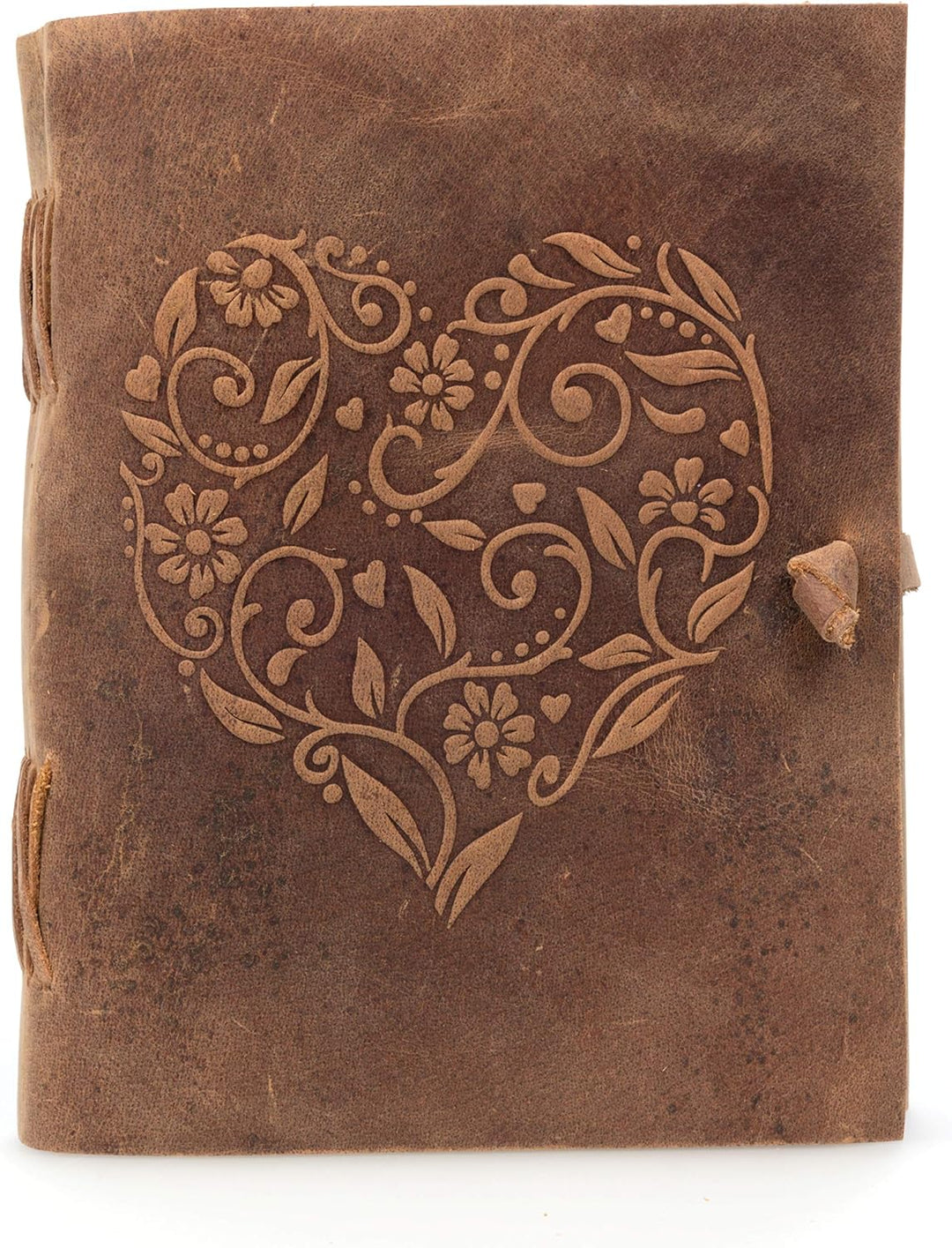 moonster Damen Notizbuch Leder liniert mit Herzmotiv Kleine linierte Notizbücher 18x13cm Kraftpapier