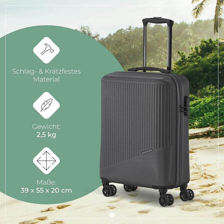 travelite 4-Rad Handgepäck Koffer klein 37 Liter, Gepäck Serie BALI: ABS Hartschalen Trolley erfüllt