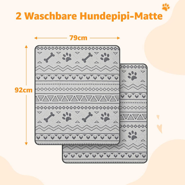 Welpenunterlagen Waschbar, 79x92cm Saugfähige Trainingspads für Hunde | 2 Stück Hunde Pipi Unterlage
