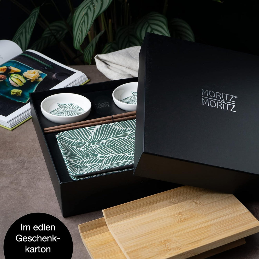 Moritz & Moritz Sushi Geschirr Set für 2 Personen - 10 Teile - Sushi Servierset mit 2x Sushi-Teller,
