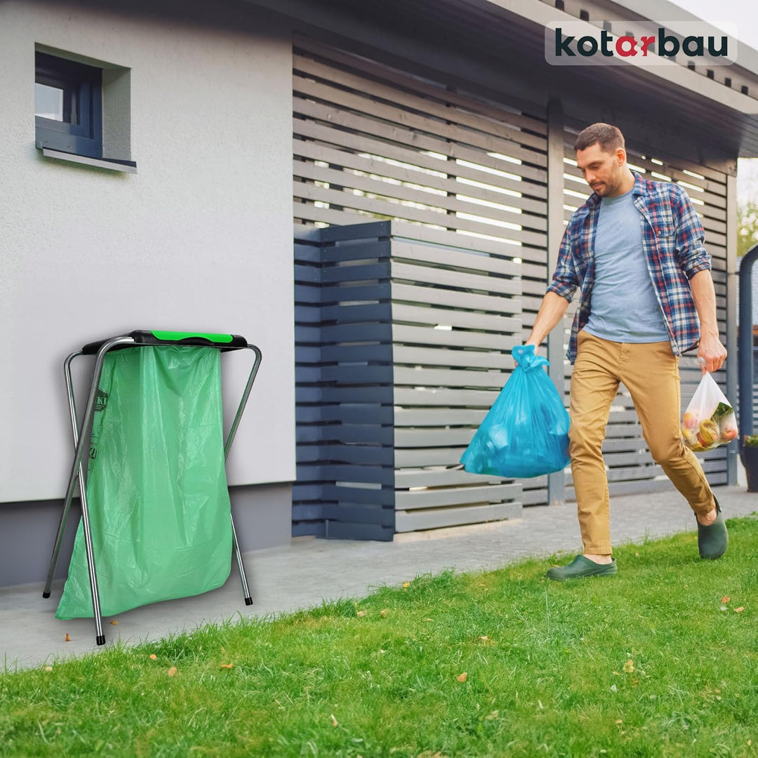 KOTARBAU® Müllsackständer 1 Fach Müllbehälter 33 x 77 x 85 cm Grüner Sack Ständer Metall Plastikmüll