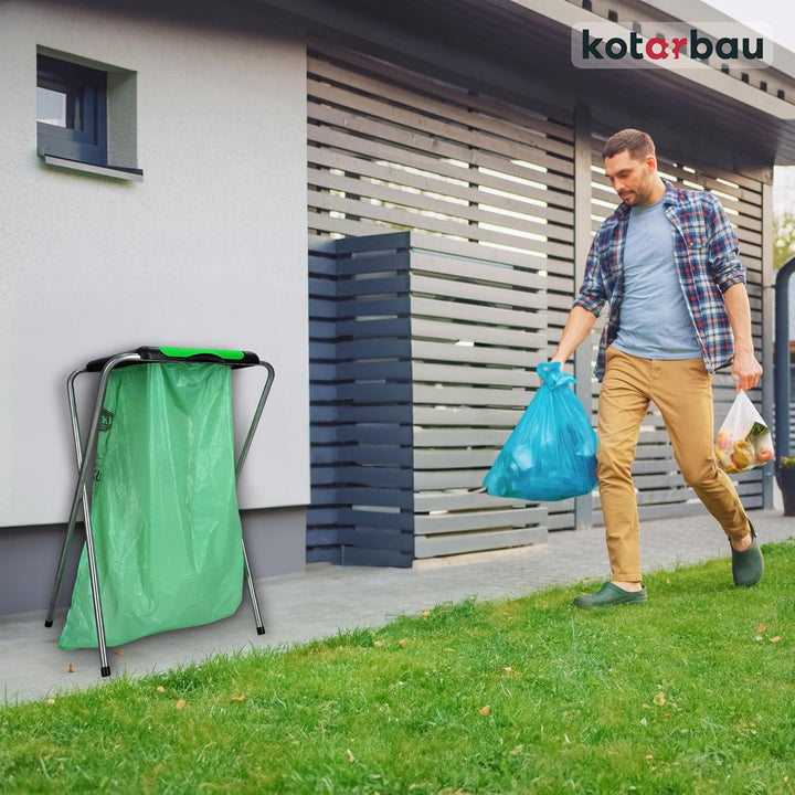 KOTARBAU® Müllsackständer 1 Fach Müllbehälter 33 x 77 x 85 cm Grüner Sack Ständer Metall Plastikmüll