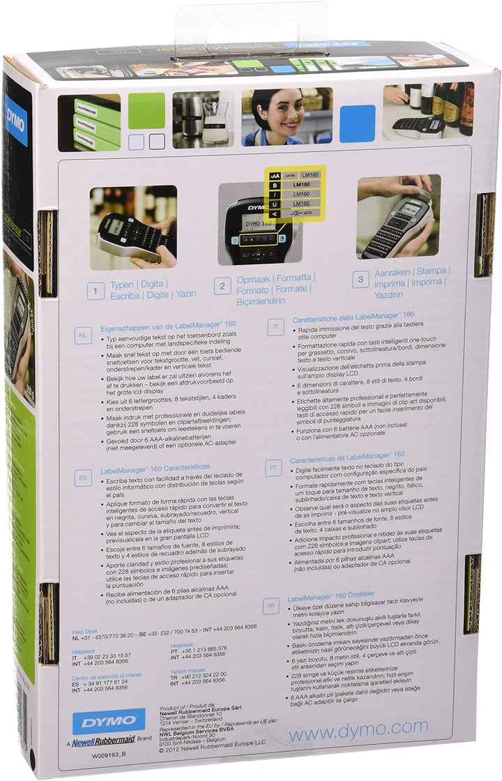 DYMO LabelManager 160 QWERTY Beschriftungsgeraet Geeignet fuer Schriftband: D1 6 mm, 9 mm, 12mm LM 1