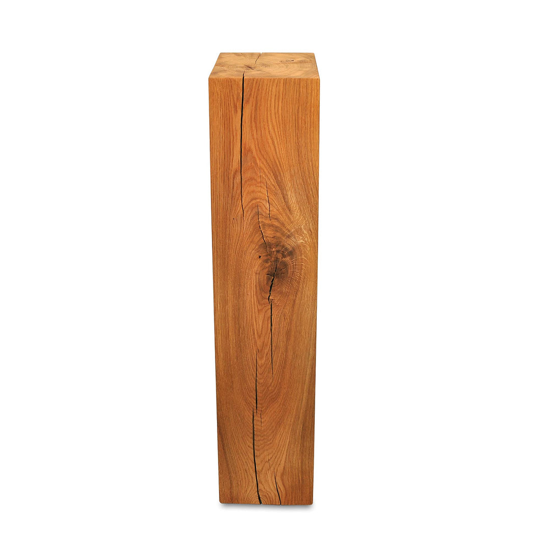 ms factory Holzblock Eiche Massiv - Handgefertigter Holzklotz - Rustikale Holzsäule - Beistelltisch