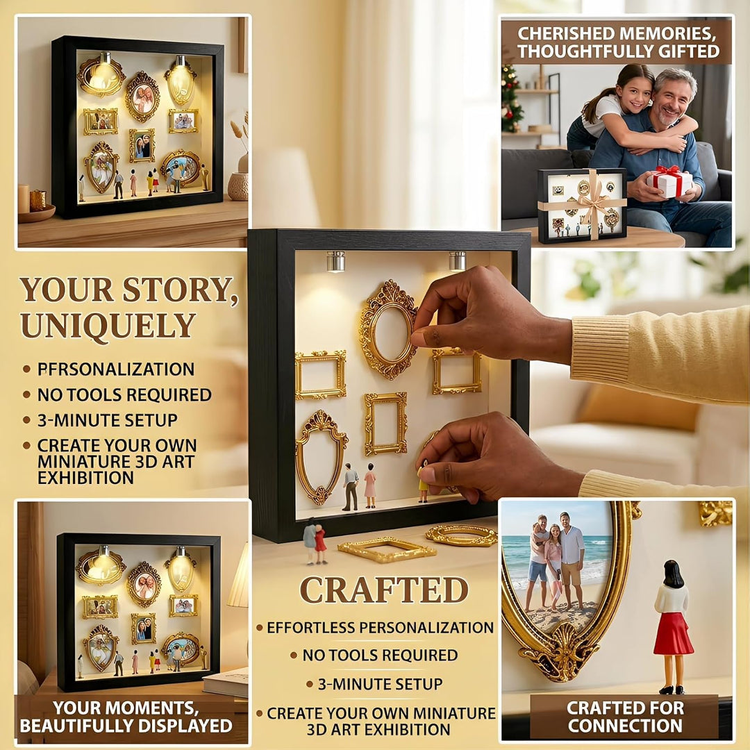 Dandin DIY Mini Museum Silhouette Box, Mini Menschen Figuren Museum, Minis Picture Frames Mit Beleuc