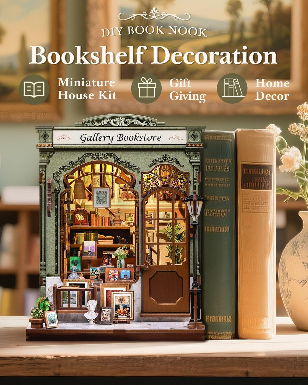 CUTEBEE Book Nook Kit - DIY Puppenhaus Bausatz zum Selberbauen, EIN Retro und künstlerisches Miniatu