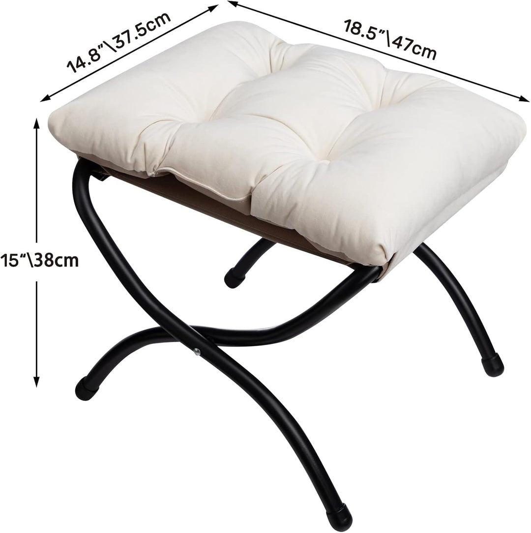 HollyHOME Fusshocker Fussstütze Klapphocker, Faltbar Sitzhocker mit Metallbeinen, Abnehmbar Gepolste