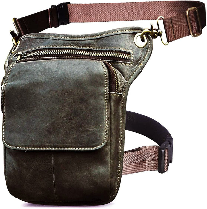 Le'aokuu Herren Echtes Leder Tasche Beinbeutel Beintasche Aussenbeintasche Hüfttasche Drop Leg Thigh