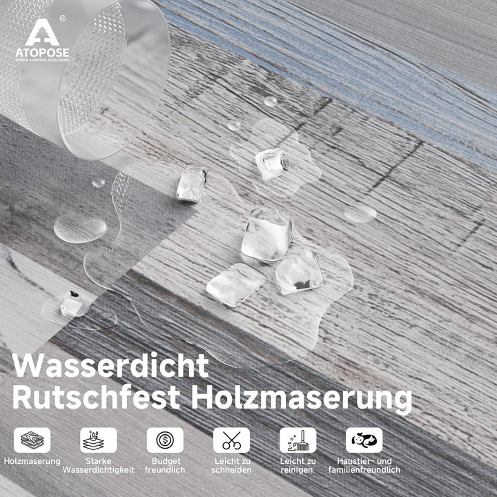 ATOPOSE Vinyl Bodenbelag Wasserfest Selbstklebend, Holzoptik 36 Dielen, Einfache DIY Verlegung für I