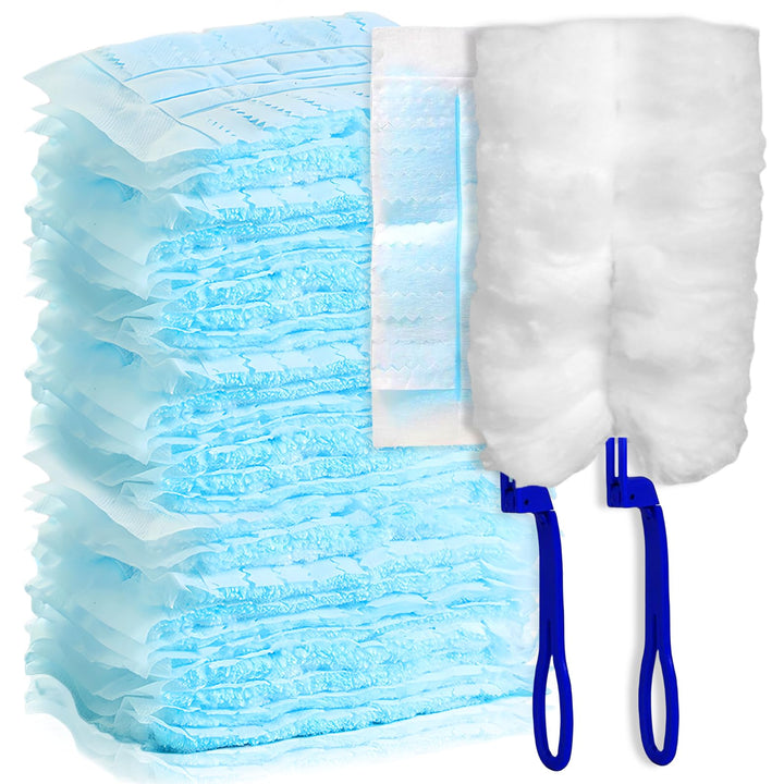 50 Stück Staubmagnet Staubwedel Nachfüllpack für Swiffer, Mikrofaser Staubwischer mit 2 Handgriff vo