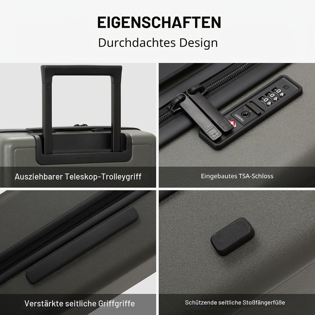 LEVEL8 Koffer Trolley Handgepäck mit Organizer Set 4-teilig, Leicht 100% PC TSA Zahlenschloss 8 Spin