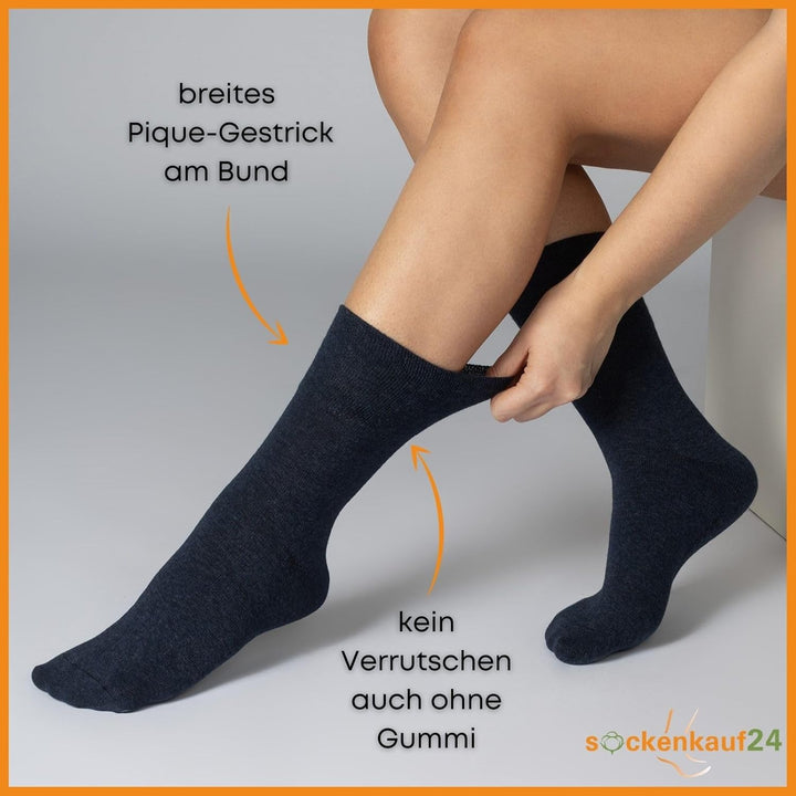 Diabetikersocken ohne Gummi & ohne Naht 97% Baumwolle (6 Paar) Diabetiker Socken mit Komfortbund für