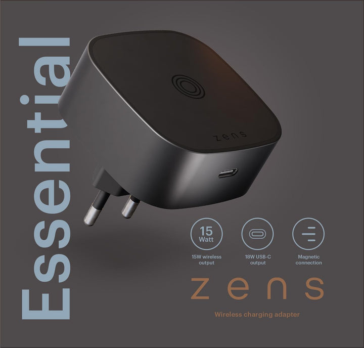Zens Wireless Charging EU Power Adapter, kabelloses MagSafe und Qi-Ladegerät (15 W) für iPhone Air,