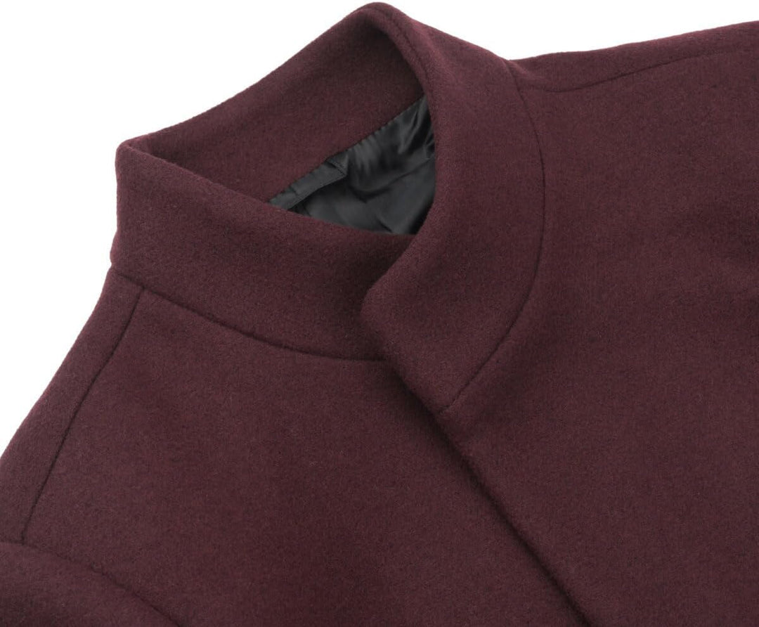 Wintermantel Herren Wollmantel Lang Slim Fit Herrenmantel mit Stehkragen Business Coat für Winter, W