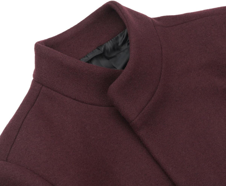Wintermantel Herren Wollmantel Lang Slim Fit Herrenmantel mit Stehkragen Business Coat für Winter, W